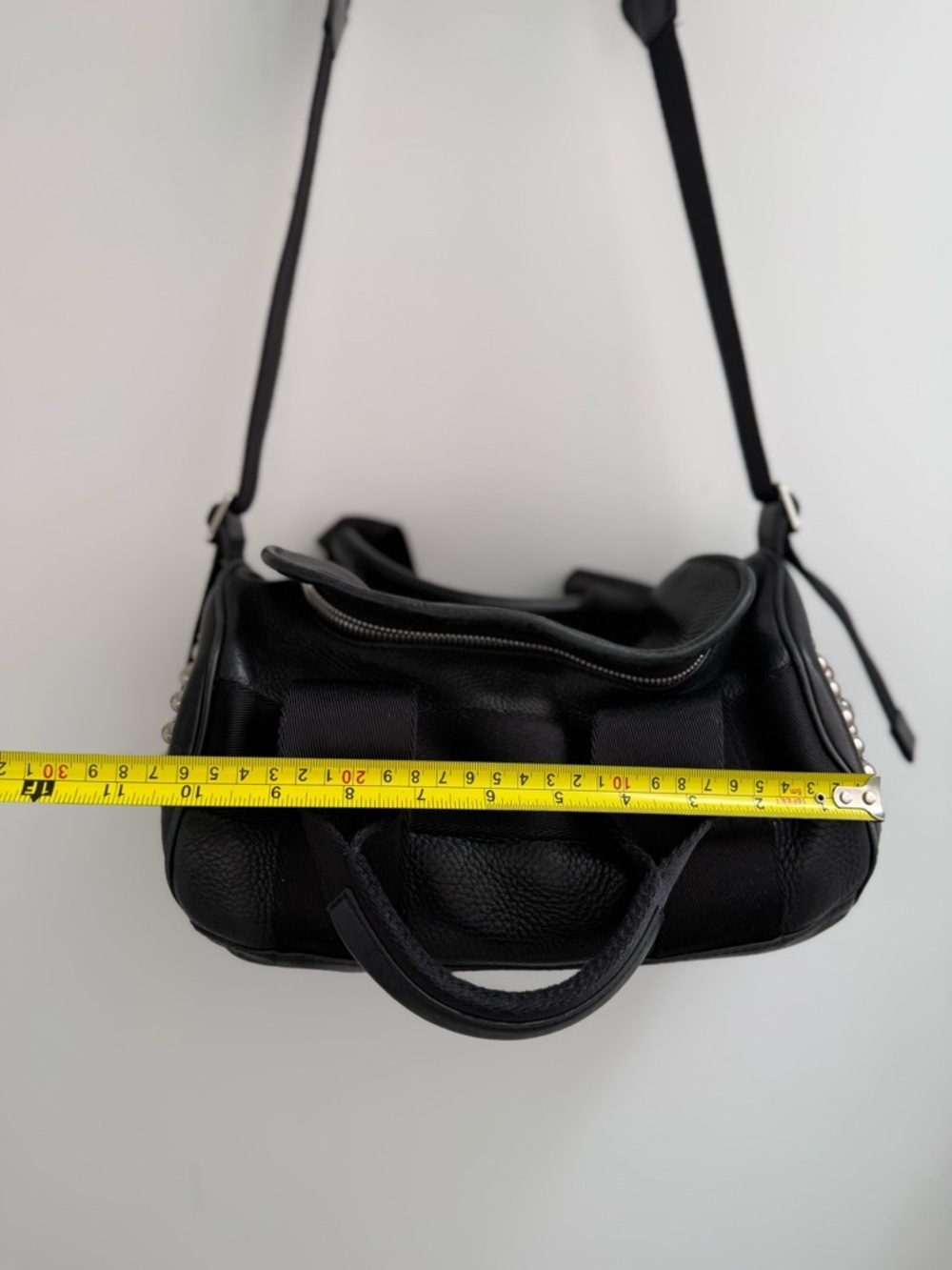Alexander Wang Black Leather & Web Silver Studded Small Duffel Bag - Picture 9 of 10